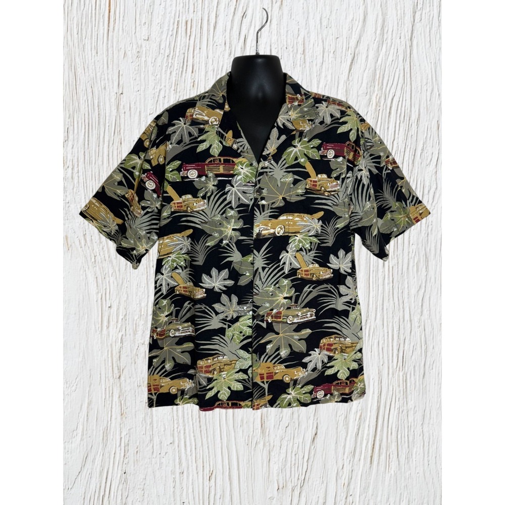 Cactus Black Label Vintage Car Lovers Hawaii Shirt Sz L Mens Short Sleeves Fun